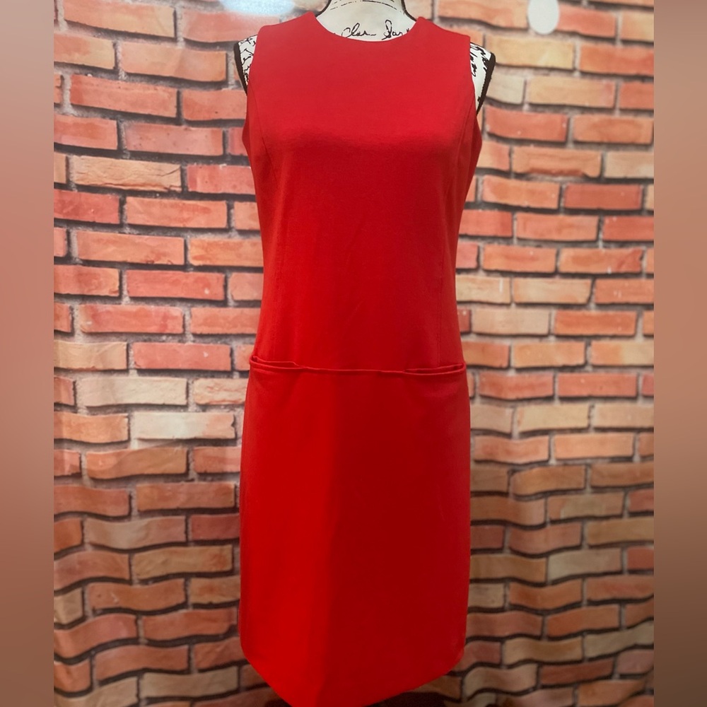 NWOT Spiegel Ponte Orange Red Sleeveless Shift Dress size 4